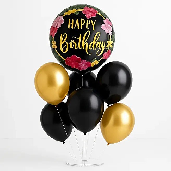 Modern Metallic Birthday Balloon Decor