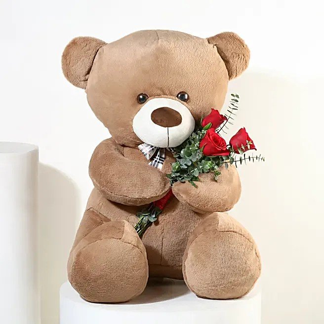 Valentine Romantic Teddy N Rose Duo