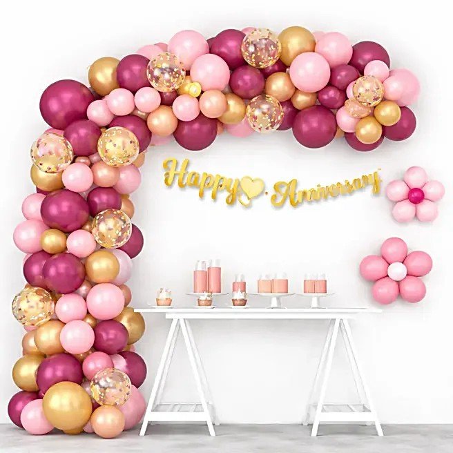 Rose Elegance Anniversary Balloon Setup