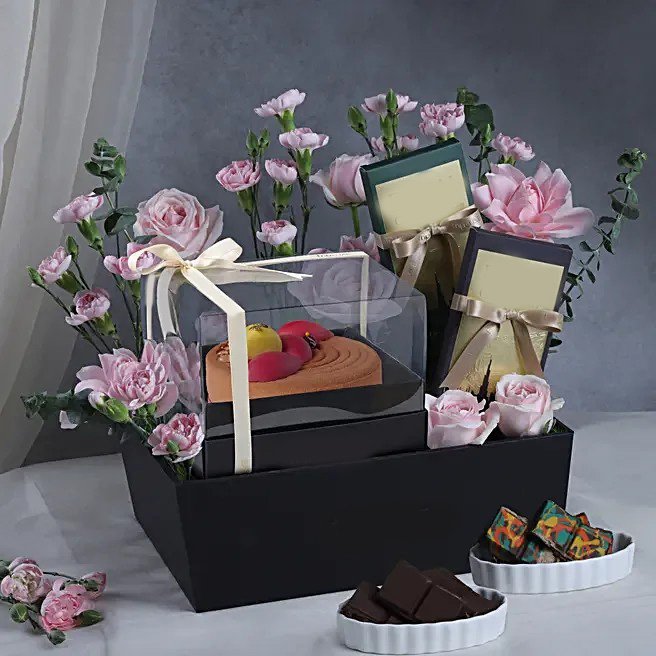 Pastel Blooms n Chocolate Bento Hamper