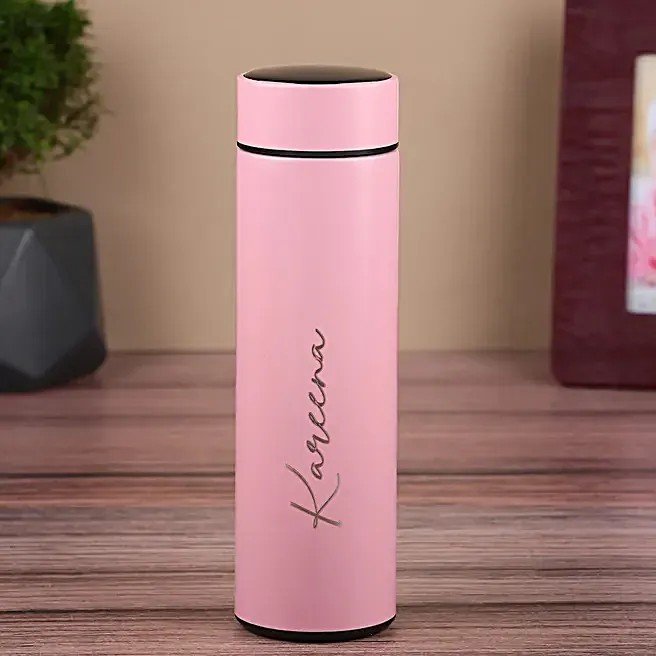 Personalised Temperature Hydration Bottle Pink