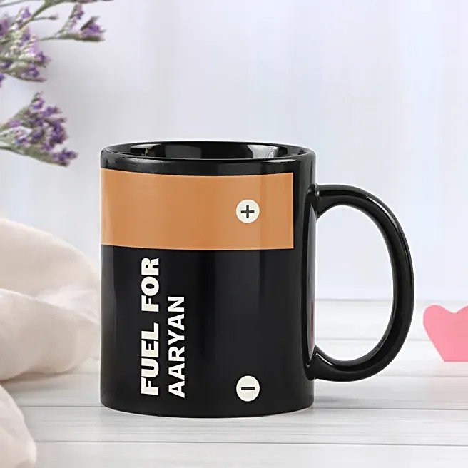 Personalised Sleek Black Mug for Him