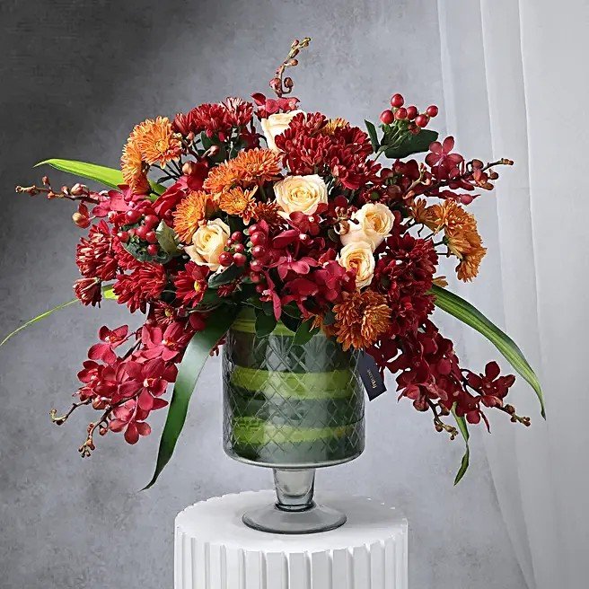 Royale Crimson N Peach Floral Ensemble