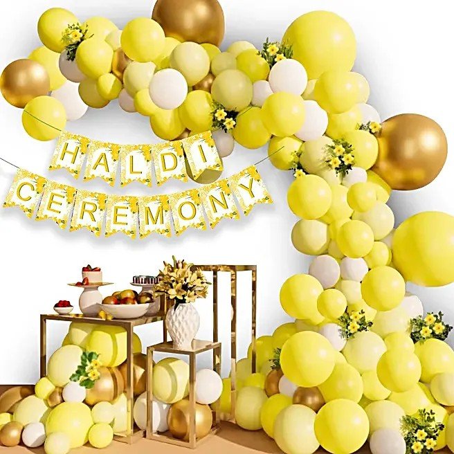 Sunlit Haldi Festive Balloon Backdrop