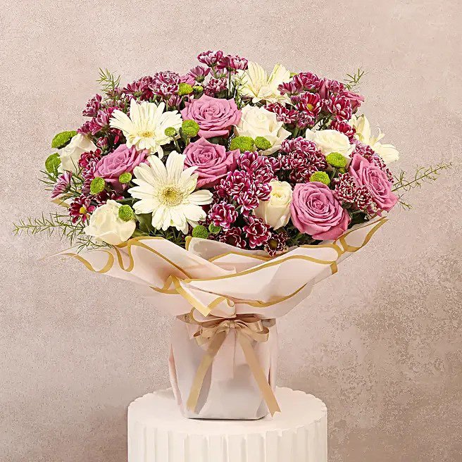 Purple n White Roses Floral Display